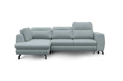 maison de reve - Ecksofa mit Schlaffunktion und Bettkasten Effuse, Links Seite 212x148 cm, Eckcouch mit Schlaffunktion, Couch Sofa, Ecke Sofa - Blau