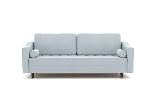 maison de reve - Schlafsofa 148x202 cm ZYIA, 3-Sitzer Couch Sofa mit Schlaffunktion und Bettkasten, Schlafsofa Polsterecke, Couch 3 Sitzer - Blau