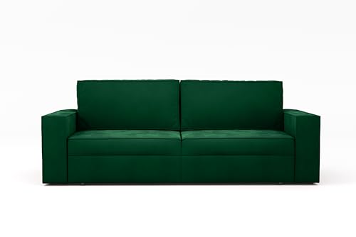 maison de reve - Schlafsofa 148x202 cm Leo, 3-Sitzer Couch Sofa mit Schlaffunktion und Bettkasten, Schlafsofa Polsterecke, Couch 3 Sitzer - Grün