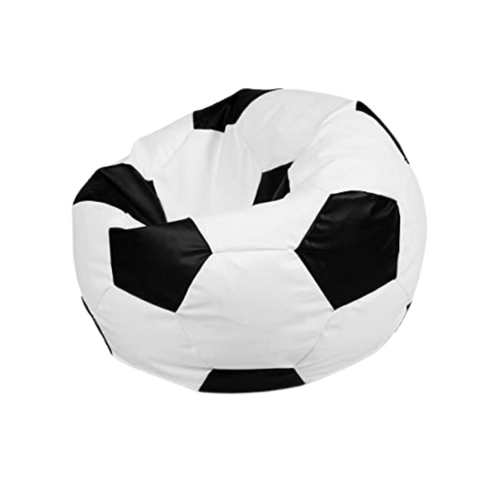 Ecopuf Football | Fussball-Sitzsack L 90x55cm | Sitzsack Fussball Kinder & Erwachsene Bean Bag EPS Perlen Füllung | Fußball-Sitzsack Indoor Outdoor Bodenkissen | Fußball-Sitzsack Waschbarer - forplus24