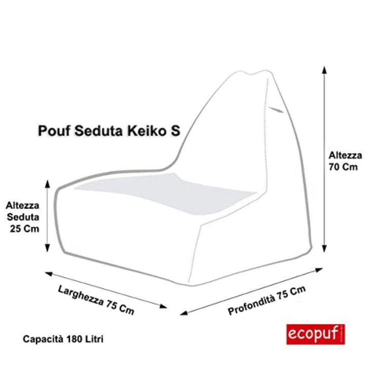 Ecopuf | Sitzsack Keiko Patchwork Größe S - Basic Indoor/Outdoor Pouf Grau - Sitzpouf Schmutzabweisend und Reißfest - Polystyrolpolsterung - Gaming Sitzsack mit Doppelreißverschluss und Griff - forplus24