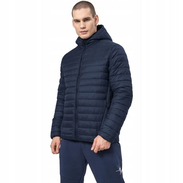 4F Herren Steppjacke Daunenjacke Warme Jacke mit Kapuze Winddicht Herbst Winter Dunkelblau S