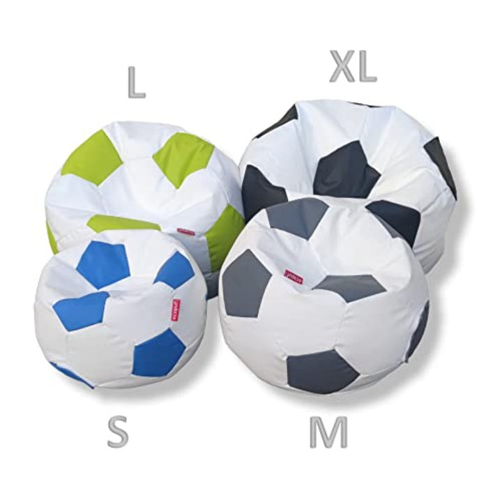 Ecopuf Football | Fussball-Sitzsack L 90x55cm | Sitzsack Fussball Kinder & Erwachsene Bean Bag EPS Perlen Füllung | Fußball-Sitzsack Indoor Outdoor Bodenkissen | Fußball-Sitzsack Waschbarer - forplus24