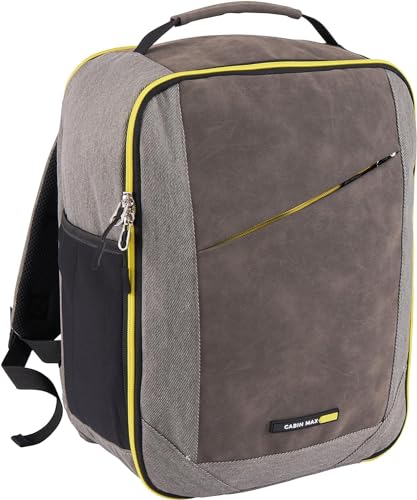 Cabin Max Manhattan Rucksack 40x30x20 cm, Handgepäck Rucksack Fluggenehmigt, Wizz Air Vueling, Volotea -kompatibel, Untersitz-Reisetasche, Reiserucksäcke (Gelb 40 x 30 x 20 cm)