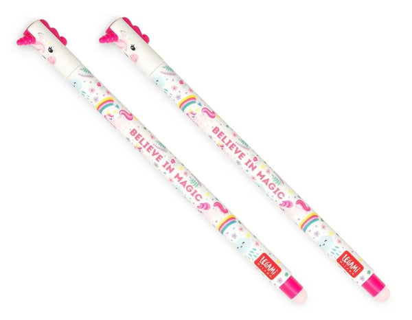 LEGAMI Löschbarer Gelschreiber, Einhorn, thermoempfindliche Tinte, 0,7 mm Spitzendurchmesser, 15 cm Länge, rosa Tinte, 2 Stück