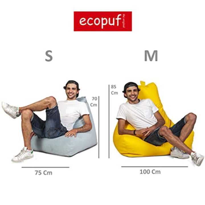 Ecopuf | Sitzsack Keiko Patchwork Größe S - Basic Indoor/Outdoor Pouf Grau - Sitzpouf Schmutzabweisend und Reißfest - Polystyrolpolsterung - Gaming Sitzsack mit Doppelreißverschluss und Griff - forplus24