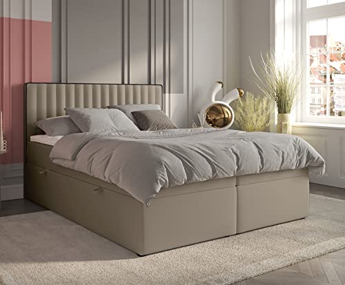 maison de reve Pillar Premium Boxspringbett, Wood, Hellbraun, 160x200 cm