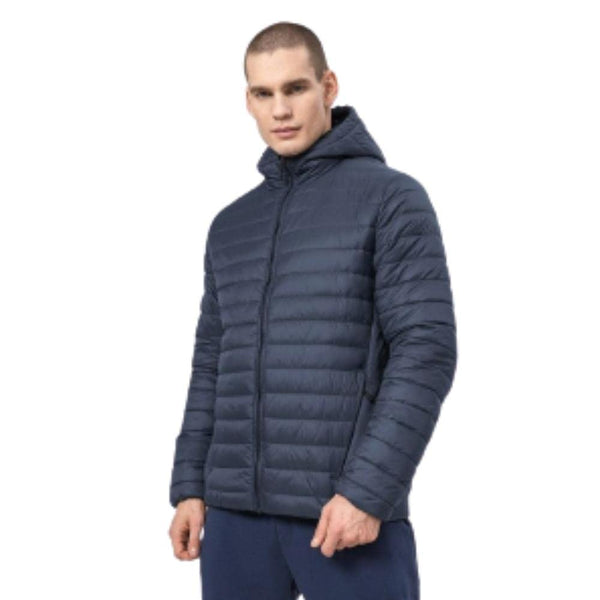 4F Herren Steppjacke Daunenjacke Warme Jacke mit Kapuze Winddicht Herbst Winter Dunkelblau XL