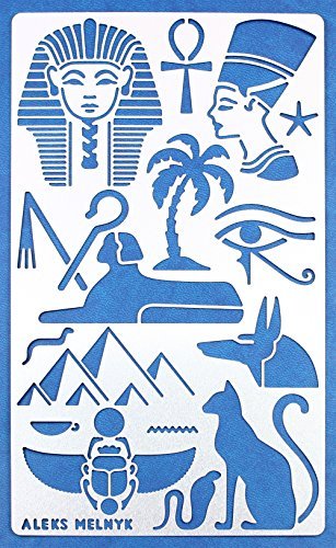 Aleks Melnyk #31 Egyptian Stencil, Hieroglyphics Stencil for Egyptian Papyrus Paintings, Crafts of Egypt, Egyptian Cutouts, Steel Template Craft Wood Burning, Pyrography and Engraving, Painting