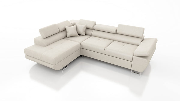 Robin Saturn Premium Ecksofa Schlaffunktion Bettkasten Verstellbare Kopfstützen Kissen Sofa L-Form Schlafsofa Freistehende Eckcouch Schlafcouch Wohnzimmermöbel Wohnlandschaft Kingston-Stoff