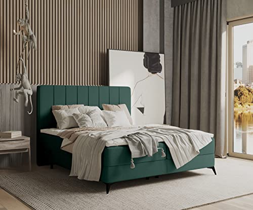 maison de reve AGGAZ Premium Boxspringbett, Wood, GRÜN, 160x200 cm