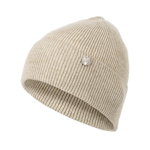 HEYO Damen Beanie Mütze | Wintermütze Einfarbig Gerippt | Strickmütze Basic Elastisch (DE/NL/SE/PL, Alphanumerisch, Einheitsgröße, Beige)