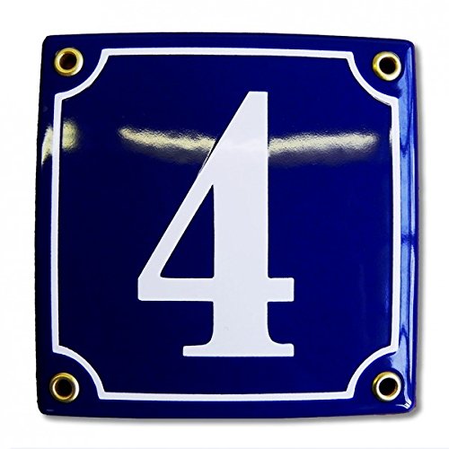 Hausnummer Hausnummernschild Emaille 12x12 cm mit Wunschnummer Premiumqualität Hausschild, Vorbohrungen, Personalisierte, Hausnummernschilder, Türschild, Wunschtext