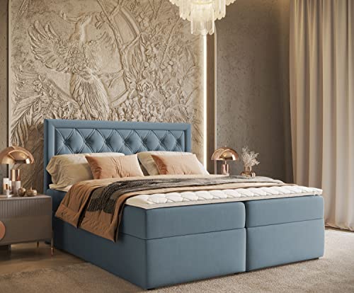 maison de reve Maestro Premium Boxspringbett, Wood, Blau Grau, 200x200