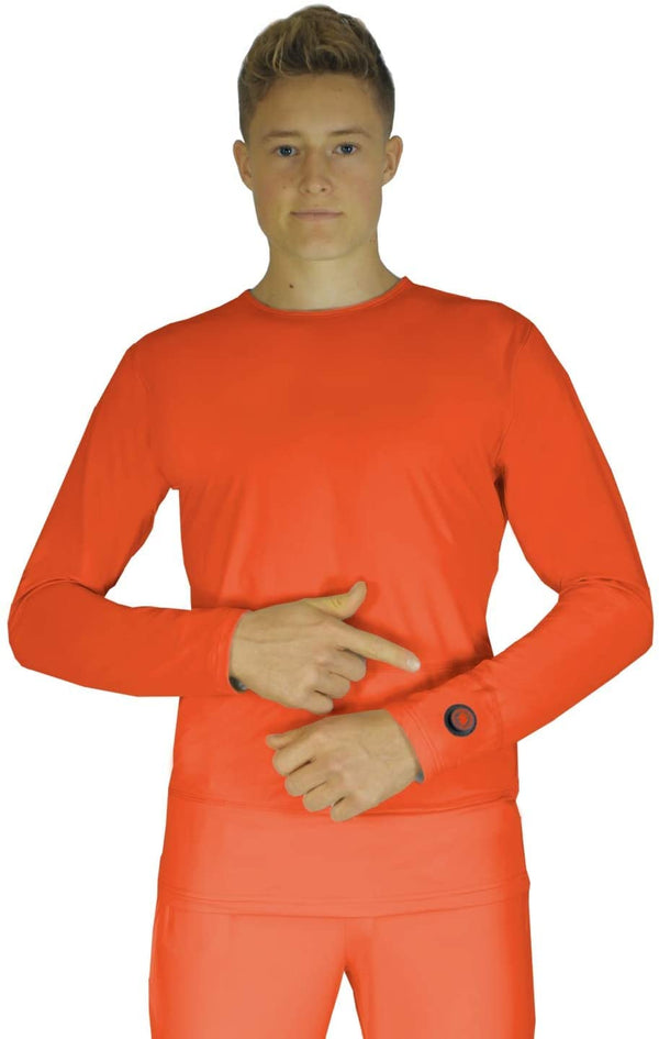 Glovii Beheizbares Hemd mit Akku, Waschmaschinenfestes Thermo-Material – Ideal für Lange Outdoor-Aktivitäten und Wintersport, Größe M, Orange