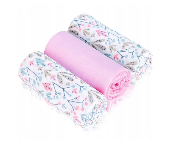 Windel, MUSSELIN-VERSCHLÜSSE, 100% Baumwolle-Musselin, 70x80, für Babys, Jungen und Mädchen - 3er-Pack, saugfähig und atmungsaktiv, Premium| Pink