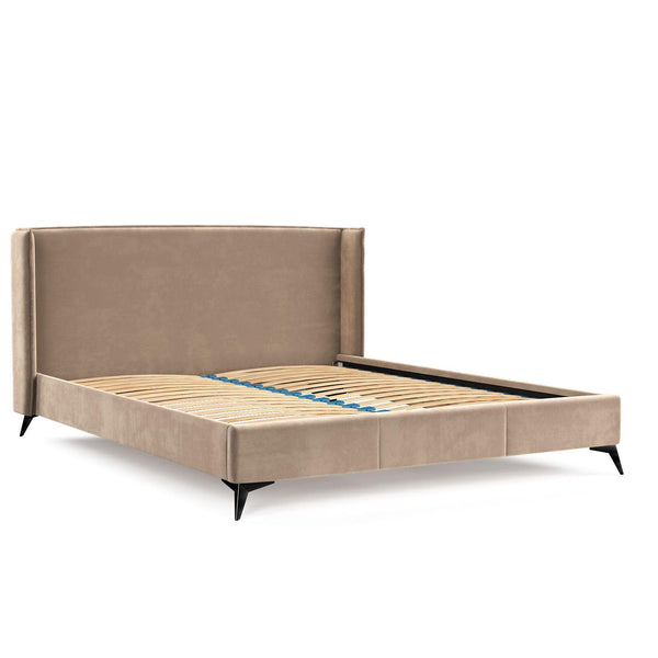 maison de reve - Polstrbett 140x200, Doppelbett mit Lattentrost und Kopfteil in Beige, Bettgestell Folla, Bettrahmen 140x200, Moderne Schlafzimmer Bett, Doppel Bett ohne Matratze