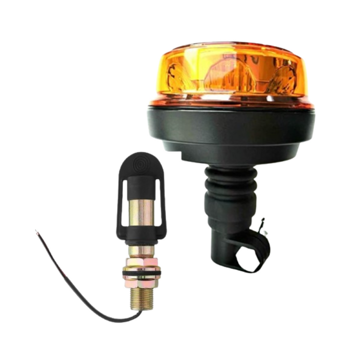 Matel Service LED Rundumleuchte mit 4 Blitzmuster 12V 24V ECE R65 R10 E9 mit Aufsteckrohr Halterung für PKW LKW Traktor - forplus24