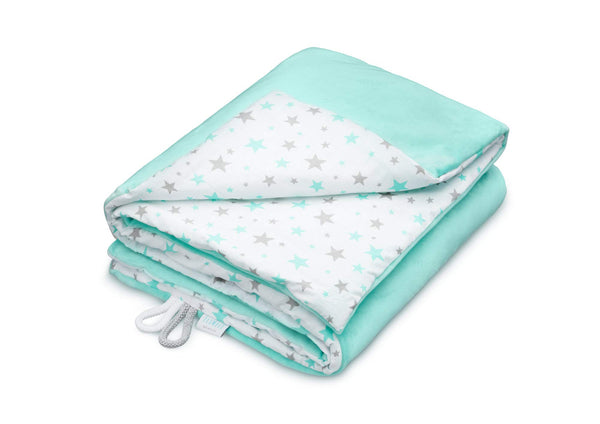 EliMeli Babydecke Kuscheldecke Krabbeldecke 75x100 super weichem Polar Fleece | 100% Baumwolle | Füllung | Super Crystal | hoch Qualität | Plüschdecke perfekt für Babys (Mint - Mint Stars)