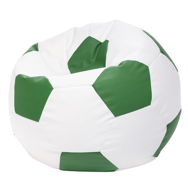 Ecopuf Football Sack XL - Spielkissen aus Kunstleder - Ideal für Fußballfans, Kinder - Sitzsack Wohnzimmer - Sitzpouf Samt - Gaming Stuhl Pouf Sack - 105x80cm, Grün E9