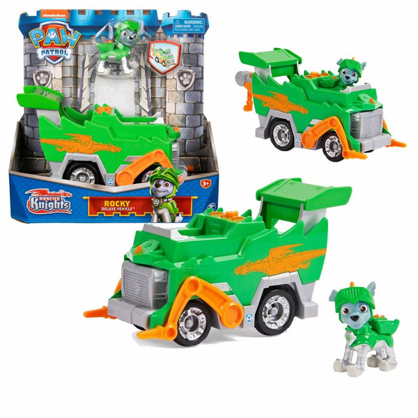 PAW PATROL Fahrzeuge Rescue Knights Deluxe Autos mit Spiel-Figuren, Figur:Rocky