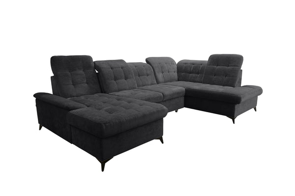 Robin Inspire Ecksofa Mit Schlaffunktion 2 Bettkasten U Form Sofa Eckcouch Schlafcouch Freistehend Verstellbare Sitztiefe Rückenhöhe Neo 343 x 210 x 90 cm Rechts Anthrazit