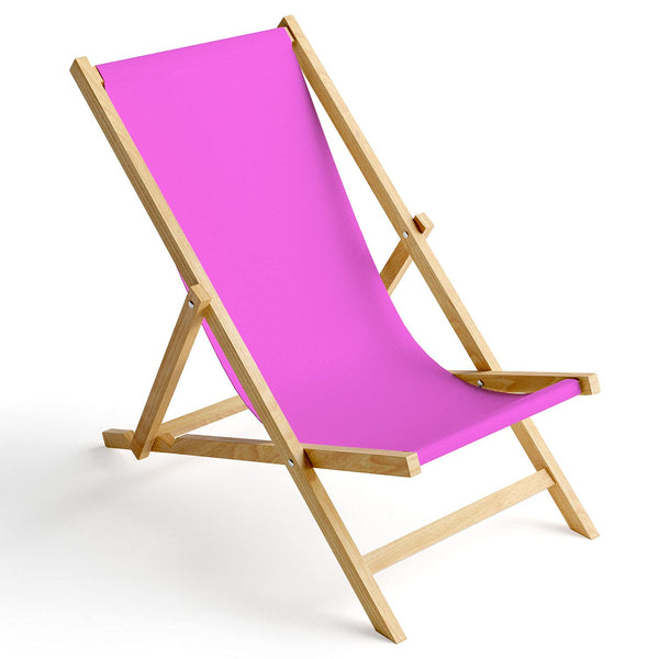 Ferocity Holz-Liegestuhl Klappbar Klappliegestuhl Sonnenliege Strandstuhl Wechselbezug Motiv Pink [119]