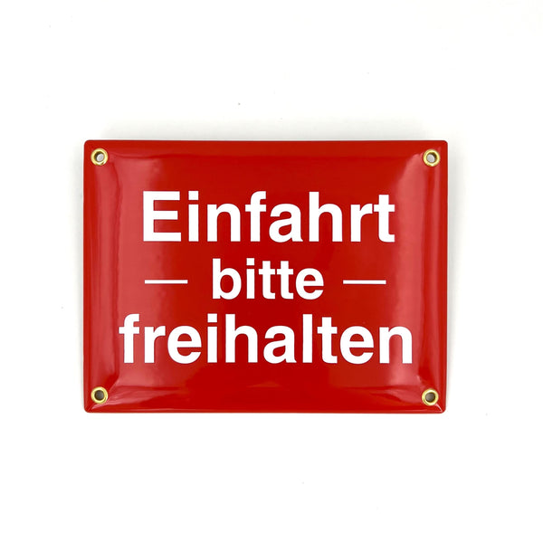 Sosenco Einfahrt bitte freihalten Schild – 15x20 cm – Keramik Emaille – Wetterfest – Blechschild – Emailschild – Parken verboten (Rot)