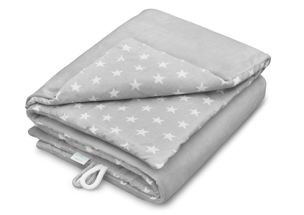 EliMeli Babydecke Kuscheldecke Krabbeldecke 75x100 super weichem Minky Polar Fleece | 100% Baumwolle | Füllung | hoch Qualität | Plüschdecke perfekt für Babys (Grey - White Stars)