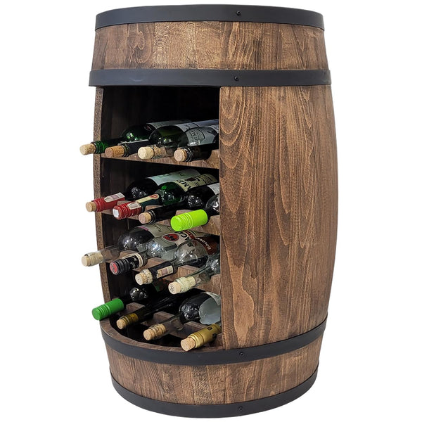 weeco Weinfass Bar - Weinregal Stehtisch XL 80cm. Hausbar mit Wine Bottle Holder Holzfass Geschenk. Weinflaschenregal Möbel im Loft-Stil - Weinreifung