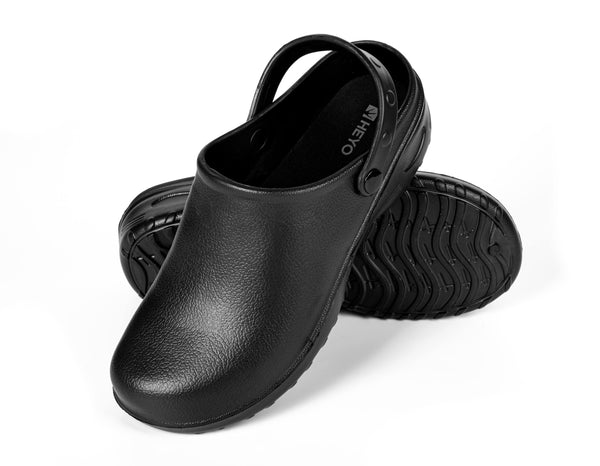 HEYO Gartenschuhe Clogs Unisex Gartenclogs Damen Herren Geschlossen Leicht Hausschuhe Pantoletten (Schwarz, EU Schuhgrößensystem, Erwachsene, Numerisch, M, 45)