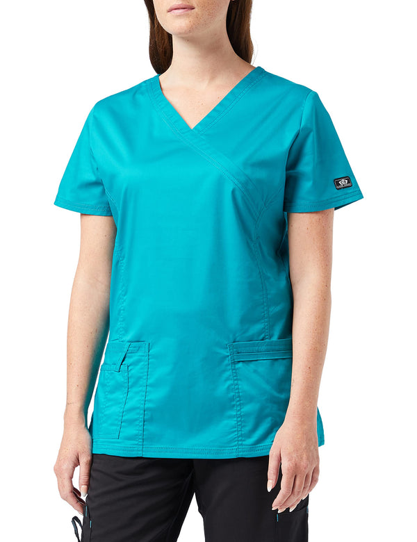 Smart Uniform 1125 Mock Wrap Top (5XL, Teal)