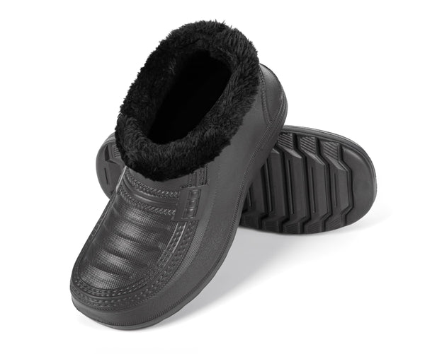 HEYO Gummistiefel Unisex gefüttert Clogs Damen Herren Winterstiefel Leicht EVA Gartenschuhe (Schwarz, EU Schuhgrößensystem, Erwachsene, Numerisch, M, 46)