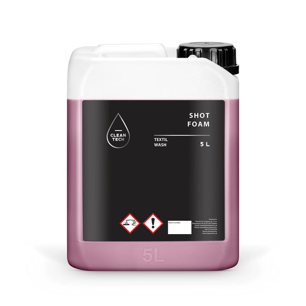 CLEANTECH CO Textilreiniger Shot Foam 5L | 1L Konzentrat = max. 20l gebrauchsfertiger Lösung | Stoffreiniger Teppichreiniger Sitzreiniger Autoreiniger | Polster-Reiniger |