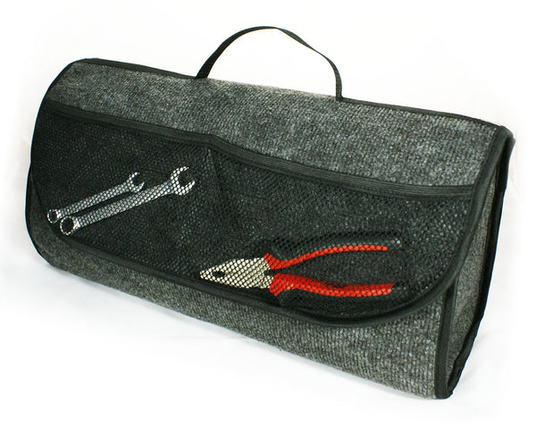 Ferocity Kofferraumtasche Auto-Organizer für Kofferraum, 50x17x26 cm; 100% PP, mit Klettverschluss, Klettstreifen zum Befestigen am Boden, vorne 2 taschen, Tragegriff [014]