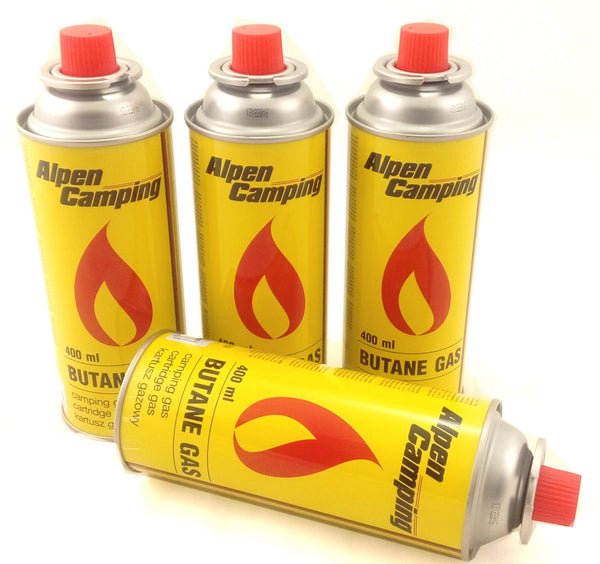 4er Pack Rex Camping Gaskartusche BUTAN-Gas à 227 g Inhalt pro Flasche für Camping-Kocher Outdoor