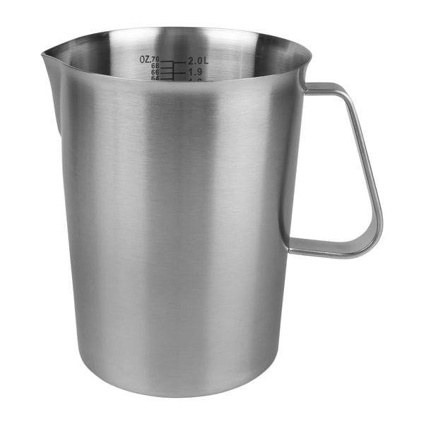 Krumble Messbecher mit Ausgießer - Messbecher zum Kochen und Backen - Messbecher - Kochgeschirr - Rührbecher - Mixbecher - Edelstahl - 2 Liter - 14,5 x 17 x 14,5 cm (LxBxH) - Silber