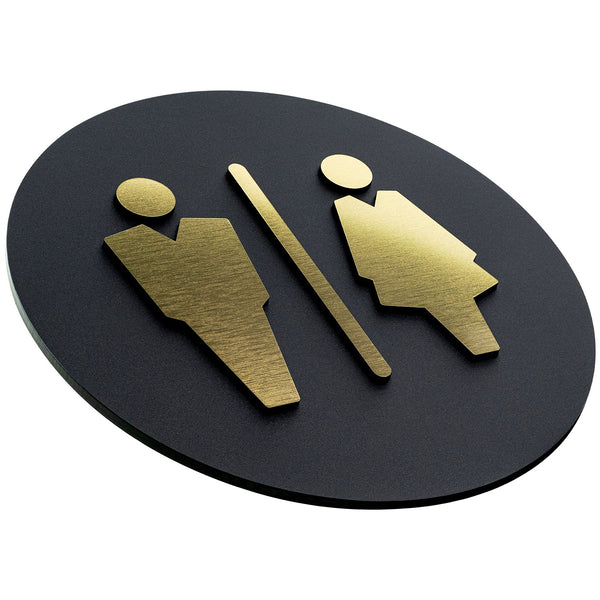 Sosenco WC Schild aus Laminate – Toiletten Türschild Kunststoffplatten – WC Türdeko – Toilettenschild – WC Wegweiser (Gold)