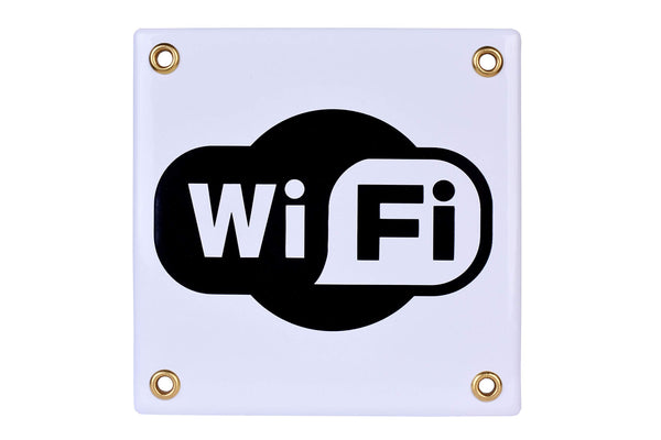 Sosenco Schild WiFi 12x12 cm Hotspot | Emailschild | Blechschild | Hängeschild | Türschild | Schule | Garage | Hotel | Carport | Firma