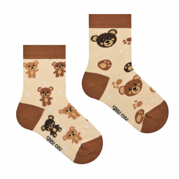 Spox Sox Casual Unisex - lustige, verrückte Socken für Kinder, Gr. 23-26, Kuschelbär