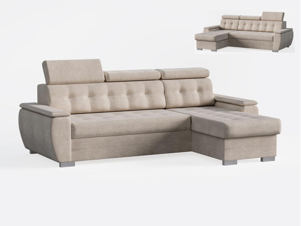 Robin Inspire Couch L Form Eckcouch Sofa Ecksofa Universell Links Und Rechts Mit Schlaffunktion Bettkasten Stauraum 240 x 165 x 87 cm Easy Clean Creme Tosaro