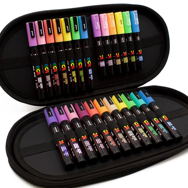 Posca - PC-5M / PC-3M / PC-1M - Paint Marker Art Pens - Vitrine von 24 - Das Pastell-Geschenkset, sortierte Pastellfarben