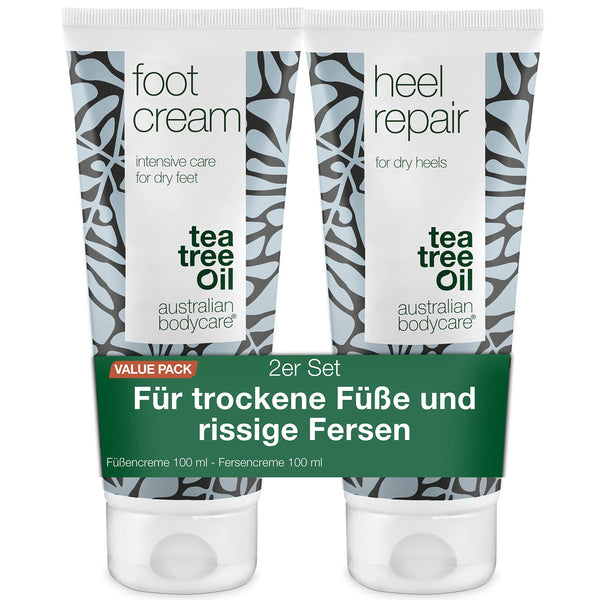 Fusspflege-Duo by Australian Bodycare - Fußcreme mit 10% Urea & Anti Hornhaut Intensiv Creme mit 25% Urea - Für trockene Füße, rissige Fersen, weiche, glatte Haut