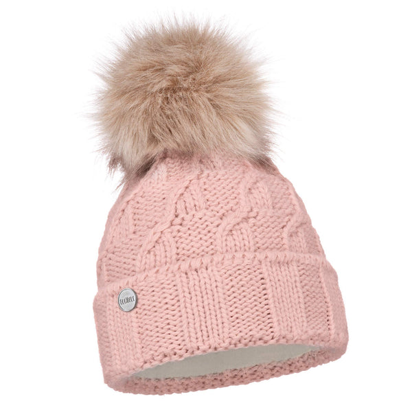 ELIMELI Damen Winter Mütze warme Strickmütze Wintermütze mit Bommel Slouch Strick Beanie Damen Bommelmütze für Winter Hergestellt in EU Farbenauswahl 17528 (Rosa)