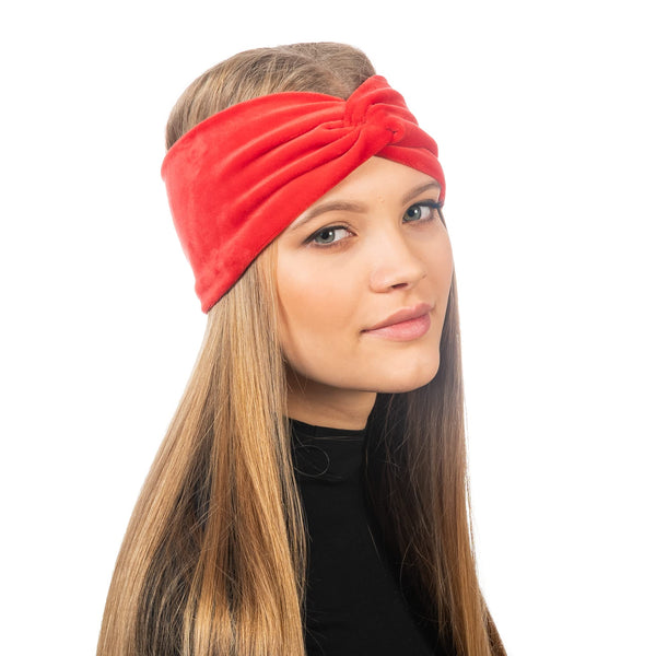 HEYO Damen Stirnband Winter Samt Haarband Breit Kopfband warme Ohrenwärmer (Rot)