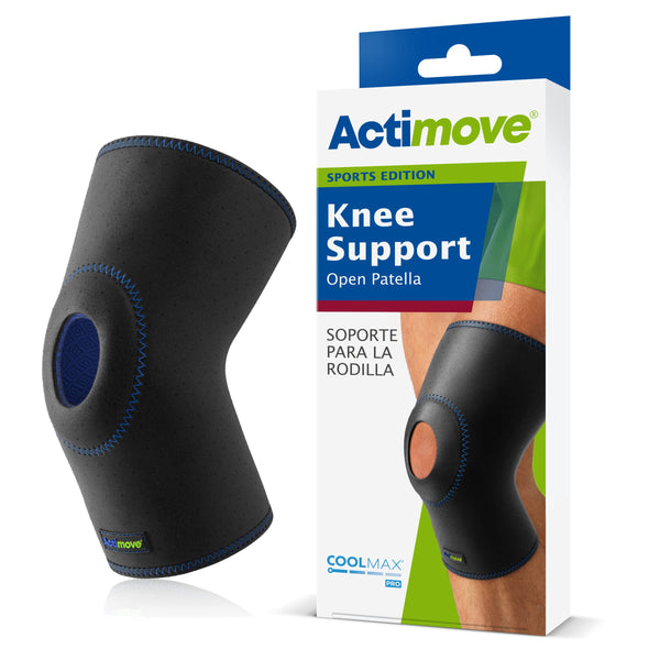 Actimove Kniebandage, offene Kniescheibe, Größe XL, Schwarz