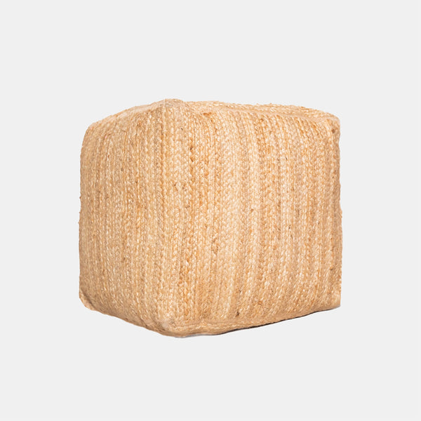 SMART Q CLASSIC Handgefertigter Naturjute Geflochtener Pouf - Stilvolles Handgeknotetes Design (Square, H 38 / D 33 cm)