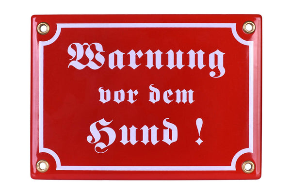 Emailschild WARNUNG VOR DEM Hund 12x17 cm Warnschild wetterfest | Schild Emaille