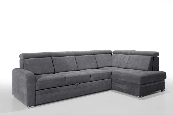 Robin Glen Ecksofa mit Schlaffunktion Bettkasten Kopfstützen Abnehmbare Rückenkissen Sofa L-Form Schlafsofa Freistehende Eckcouch Schlafcouch Wohnzimmermöbel Wohnlandschaft Rechts Anthracite