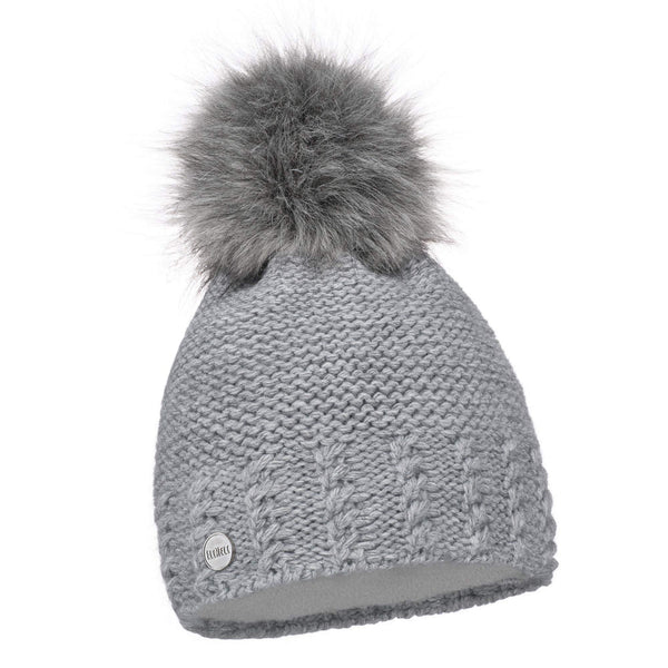 ELIMELI Damen Winter Mütze warme Strickmütze Wintermütze mit Bommel Slouch Strick Beanie Damen für Winter Bommelmütze Hergestellt in EU Farbenauswahl 14503 (Grau)